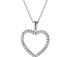 Zawieszka z białego złota z brylantami - serce - 0,33 ct - próba 585