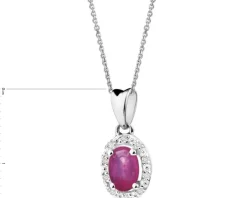 Zawieszka z białego złota z diamentami i rubinem - próba 585