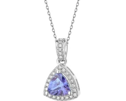 Zawieszka z białego złota z brylantami i tanzanitem - próba 585