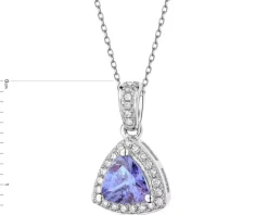 Zawieszka z białego złota z brylantami i tanzanitem - próba 585