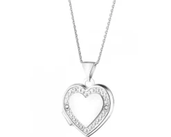 Zawieszka z białego złota z diamentami - puzderko - serce - 0,01 ct - próba 375