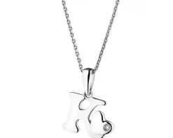 Zawieszka z białego złota z diamentem - litera K - 0,004 ct - próba 585