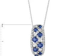 Zawieszka z białego złota z brylantami i szafirami - próba 585