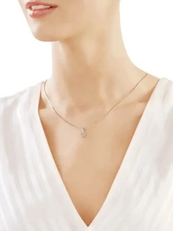 Zawieszka z białego złota z diamentami - 0,09 ct - próba 585