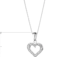 Zawieszka z białego złota z diamentami - serce - 0,02 ct - próba 375