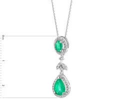 Zawieszka z białego złota z brylantami i szmaragdami - próba 585