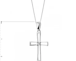 Zawieszka z białego złota z diamentem - krzyż - 0,002 ct - próba 375