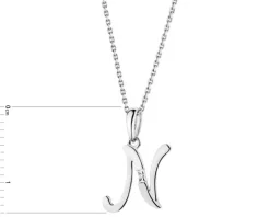 Zawieszka z białego złota z diamentem - litera N - 0,004 ct - próba 585