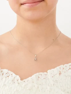 Zawieszka z białego złota z diamentem - aniołek, serce - 0,004 ct - próba 585