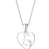 Zawieszka z białego złota z diamentem - litera E, serce - 0,005 ct - próba 585