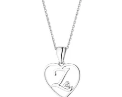 Zawieszka z białego złota z diamentem - litera Z, serce - 0,005 ct - próba 585