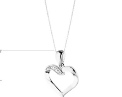 Zawieszka z białego złota z diamentem - serce - 0,002 ct - próba 585