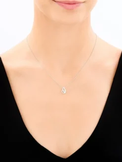 Zawieszka z białego złota z diamentem - 0,006 ct - próba 375