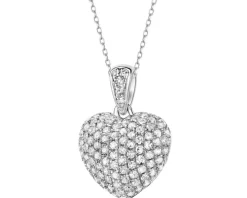 Zawieszka z białego złota z diamentami - serce - 0,36 ct - próba 585