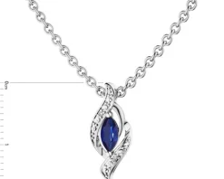 Zawieszka z białego złota z diamentami i szafirem - próba 585