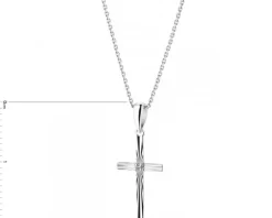 Zawieszka z białego złota z diamentem - krzyż - 0,005 ct - próba 585