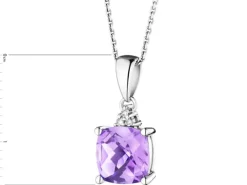 Zawieszka z białego złota z diamentami i ametystem - próba 585