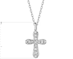 Zawieszka z białego złota z brylantami - krzyż - 0,12 ct - próba 585