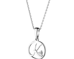 Zawieszka z białego złota z diamentem - litera K - 0,003 ct - próba 585