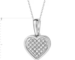 Zawieszka z białego złota z diamentami - serce - 0,10 ct - próba 585