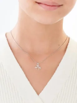 Zawieszka z białego złota z diamentem - aniołek - 0,003 ct - próba 585