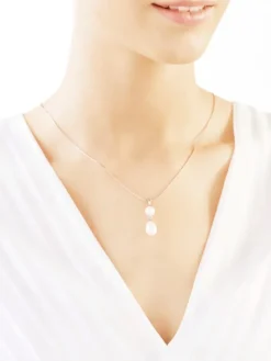 Zawieszka z białego złota z diamentami i perłami - próba 585