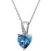 Zawieszka z białego złota z brylantami i topazem London Blue - serce - próba 375
