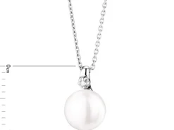 Zawieszka z białego złota z diamentem i perłą - próba 585