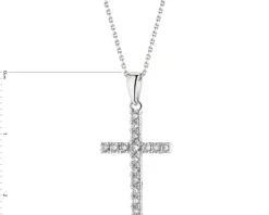 Zawieszka z białego złota z brylantami - krzyż - 0,25 ct - próba 585