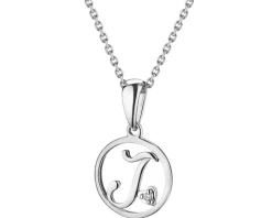 Zawieszka z białego złota z diamentem - litera J - 0,003 ct - próba 585