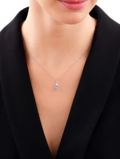 Zawieszka z białego złota z brylantami i tanzanitem - próba 585