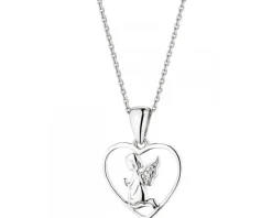 Zawieszka z białego złota z diamentem - aniołek, serce - 0,003 ct - próba 375