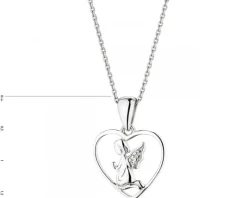 Zawieszka z białego złota z diamentem - aniołek, serce - 0,003 ct - próba 375