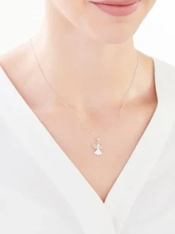 Zawieszka z białego złota z diamentem - aniołek - 0,003 ct - próba 585