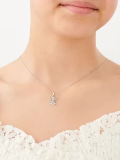 Zawieszka z białego złota z diamentem - aniołek - 0,003 ct - próba 585