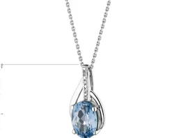 Zawieszka z białego złota z diamentami i topazem London Blue - próba 585