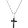 Zawieszka z białego złota z czarnymi brylantami - krzyż - 0,10 ct - próba 585