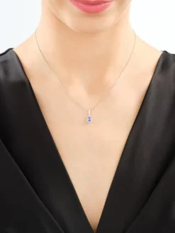 Zawieszka z białego złota z diamentami i tanzanitem - próba 585