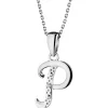 Zawieszka z białego złota z diamentem - litera P - 0,003 ct - próba 585