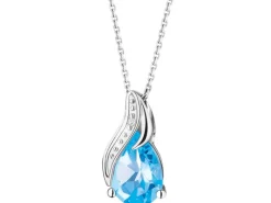 Zawieszka z białego złota z diamentem i topazem - próba 375