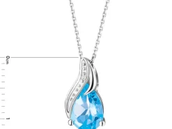 Zawieszka z białego złota z diamentem i topazem - próba 375