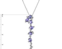 Zawieszka z białego złota z diamentami, tanzanitami i topazami białymi - próba 585