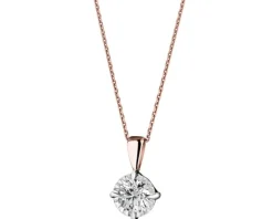 Zawieszka z różowego i białego złota z brylantem - 0,14 ct - próba 585