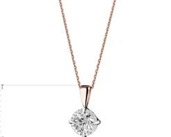 Zawieszka z różowego i białego złota z brylantem - 0,14 ct - próba 585