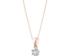 Zawieszka z różowego i białego złota z brylantem - 0,05 ct - próba 585