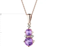 Zawieszka z różowego złota z diamentami i ametystami - próba 375