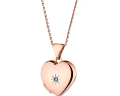 Zawieszka z różowego złota z diamentem - puzderko - serce - 0,005 ct - próba 375