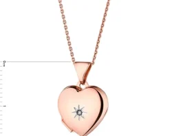 Zawieszka z różowego złota z diamentem - puzderko - serce - 0,005 ct - próba 375