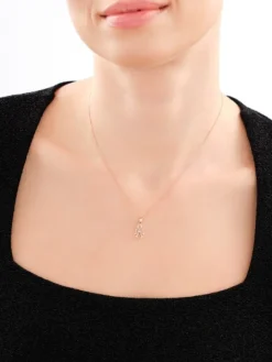 Zawieszka z różowego złota z diamentem - aniołek, serce - 0,004 ct - próba 375