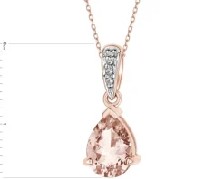 Zawieszka z różowego złota z diamentami i morganitem - próba 585